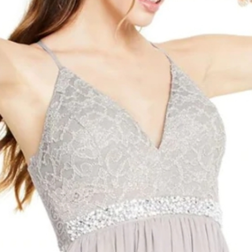 Emerald Sundae Juniors Lace Top Chiffon Gown